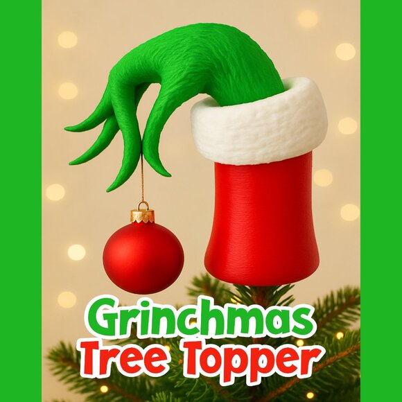 Grinch Hand Christmas Tree Topper - Picture 1 of 2